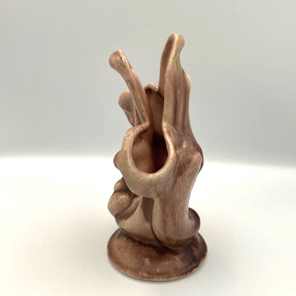 Vintage Gonder Magnolia Blossom Art Pottery Floral Bud Vase G-3 Signed Mocha MCM - Picture 3 of 7